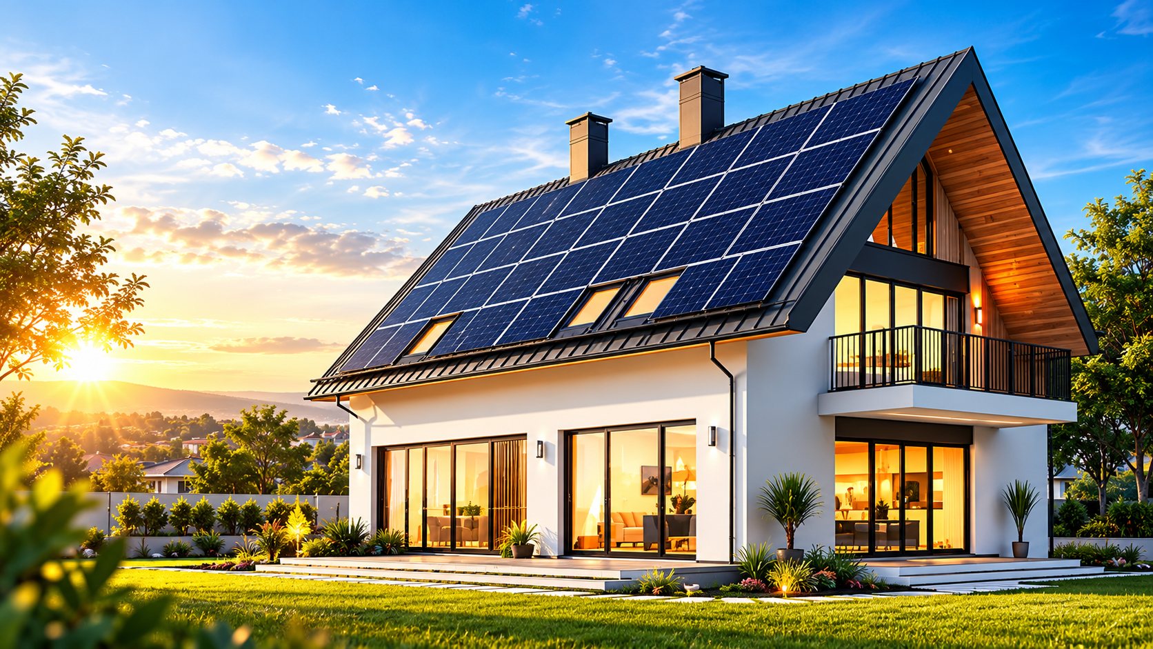 Home with a rooftop solar array